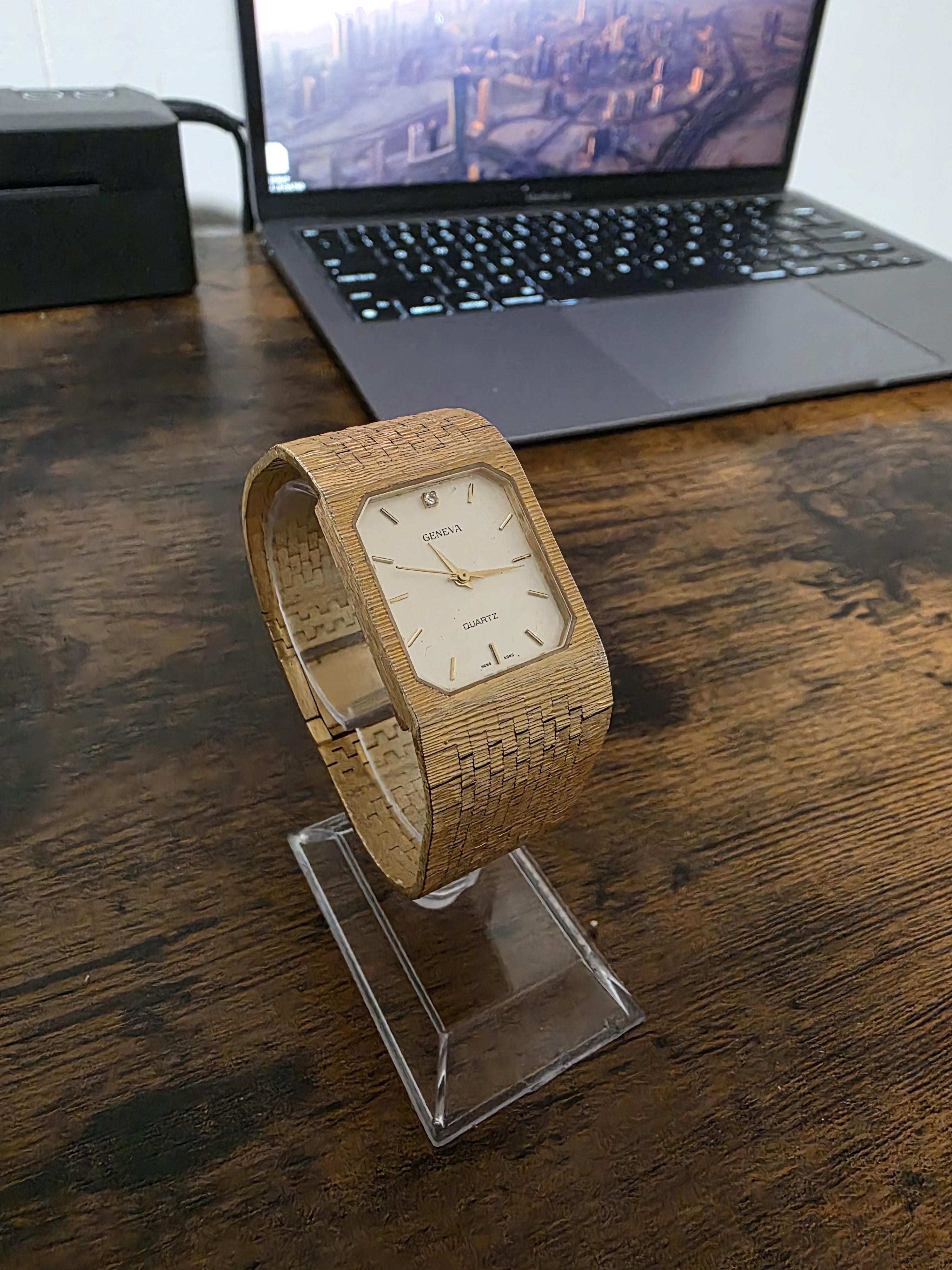 Geneva Gold WovenTexture Bracelet Watch